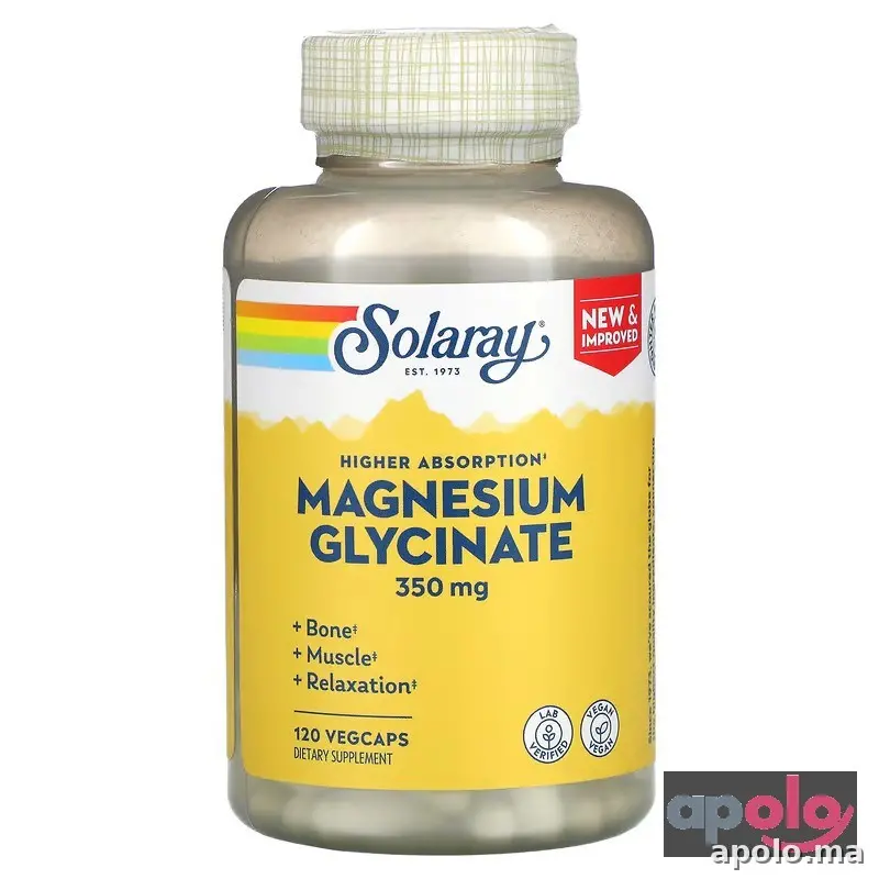 سولاراي‏, جليسينات المغنيسيوم عالية الامتصاص، 350 ملجم، 120 كبسولة نباتية